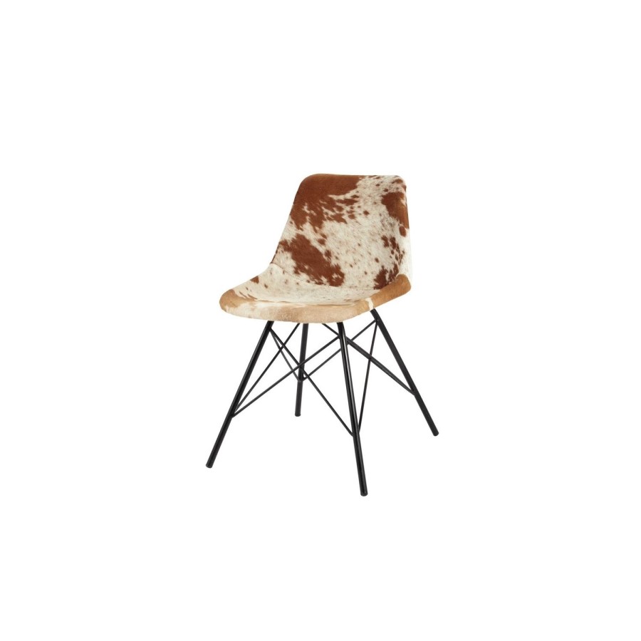 Indian Hub Live Edge Cowhide Dining Chair Pair