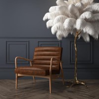 Shoreditch Real Leather Armchair in Vintage Tan Brown - Mid Century Style