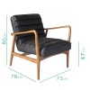 GRADE A2 - Shoreditch Mid Century Style Real Leather Armchair in Black