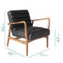 Shoreditch Leather Armchair in Black- Mid Century Style