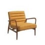 Shoreditch Mid Century Style Real Leather Armchair in Mustard Yellow
