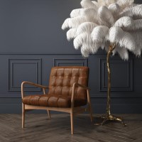 Shoreditch Real Leather Armchair in Vintage Tan Brown - Mid Century Style