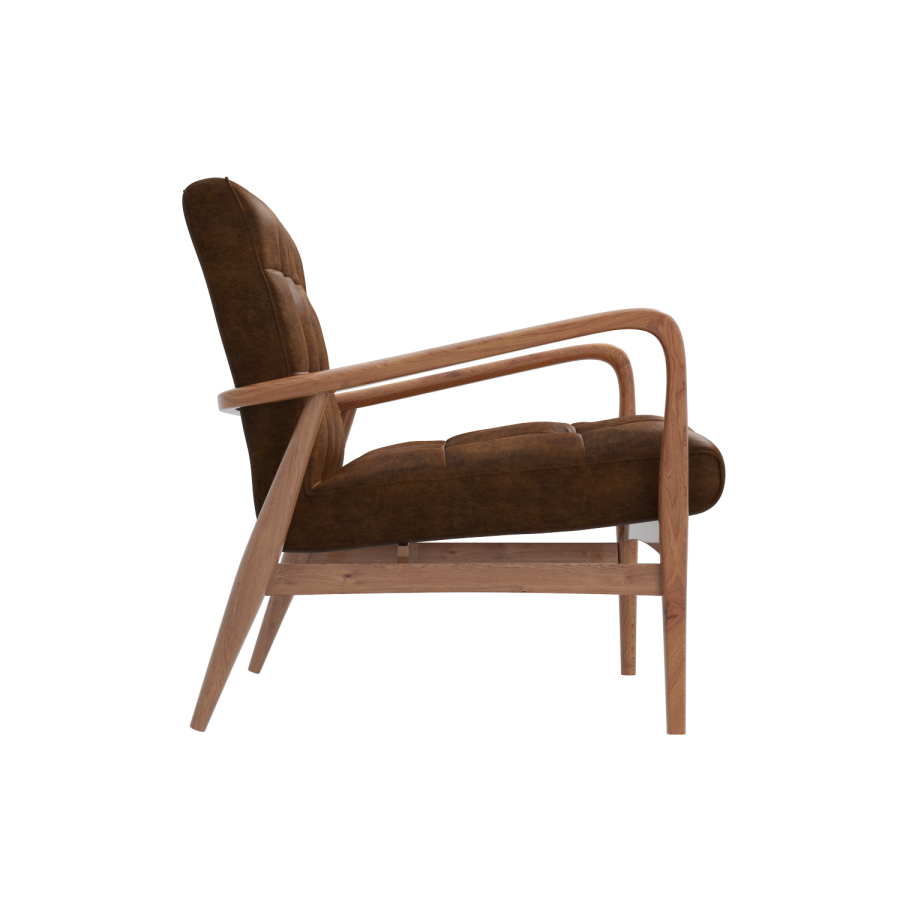 Shoreditch Real Leather Armchair in Vintage Tan Brown - Mid Century Style