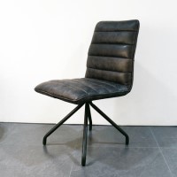 Industrial Real Leather Black Dining Chair - Hayden Range