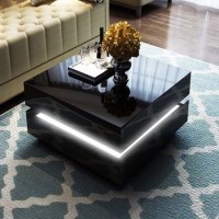 High Gloss Black Coffee Table with LED Lighting - Tiffany Range High Gloss Black Coffee Table with LED Lighting - Tiffany Range