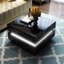 GRADE A1 - High Gloss Black Coffee Table with LED Lighting - Tiffany Range