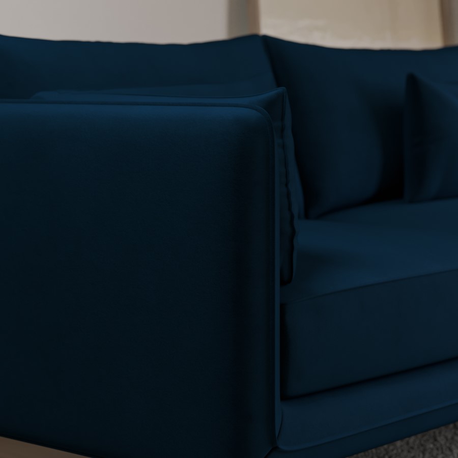 3 Seater Sofa and Armchair Set in Navy Velvet - Lenny