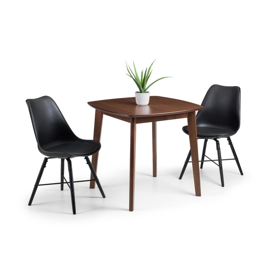 Julian Bowen Set of Lennox Table & 2 Kari Black Chairs