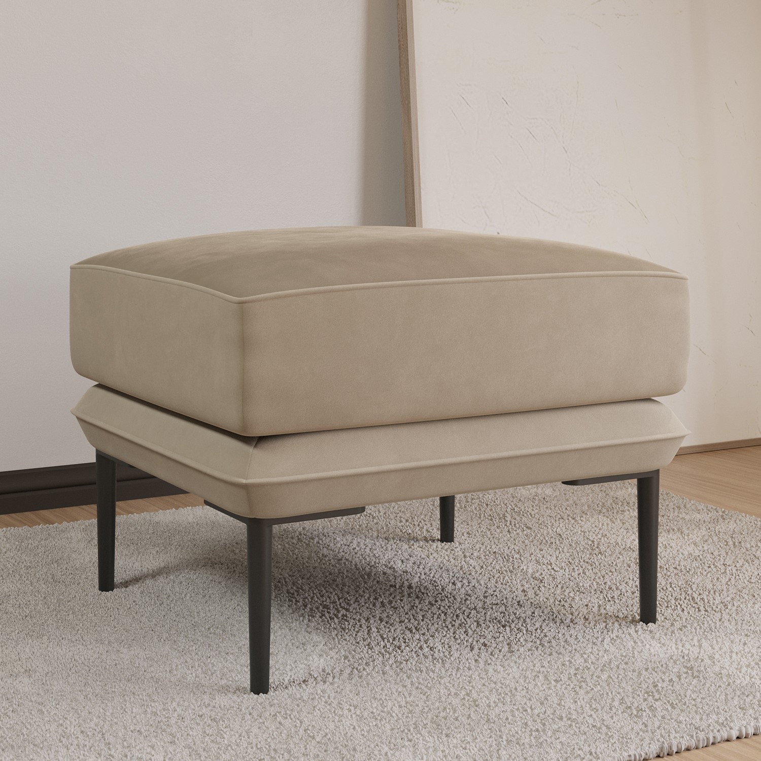 Photo of Small beige velvet footstool - lenny