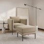 ONLY OPENED - Small Beige Velvet Footstool - Lenny