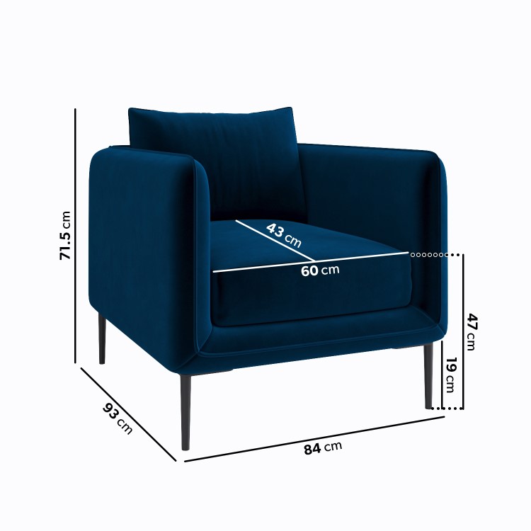 Navy Velvet Armchair - Lenny