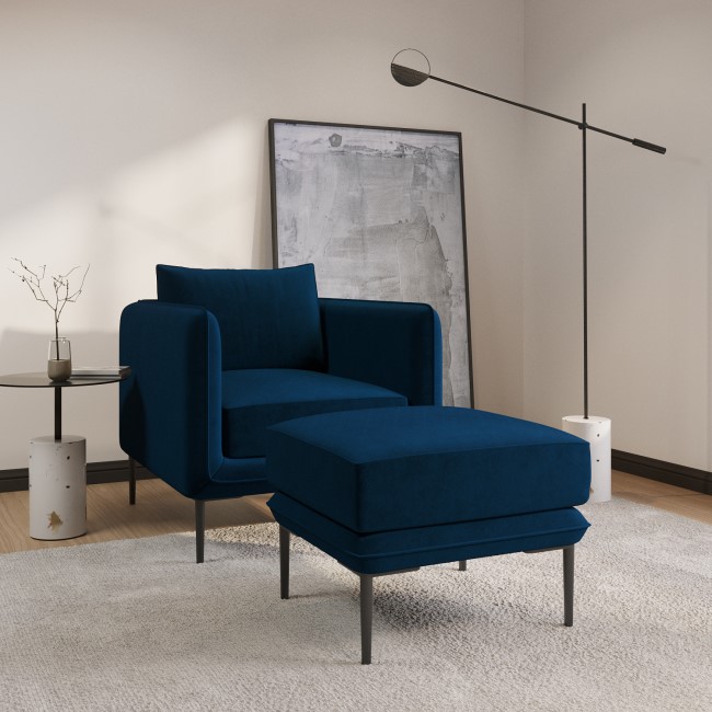 Navy Velvet Armchair - Lenny