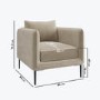 Beige Velvet 3 Seater Sofa Armchair and Footstool Set - Lenny