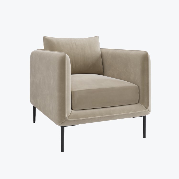 Beige Velvet Armchair - Lenny