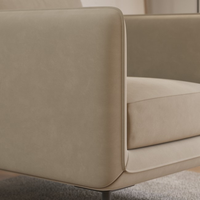 3 Seater Sofa and Armchair Set in Beige Velvet - Lenny