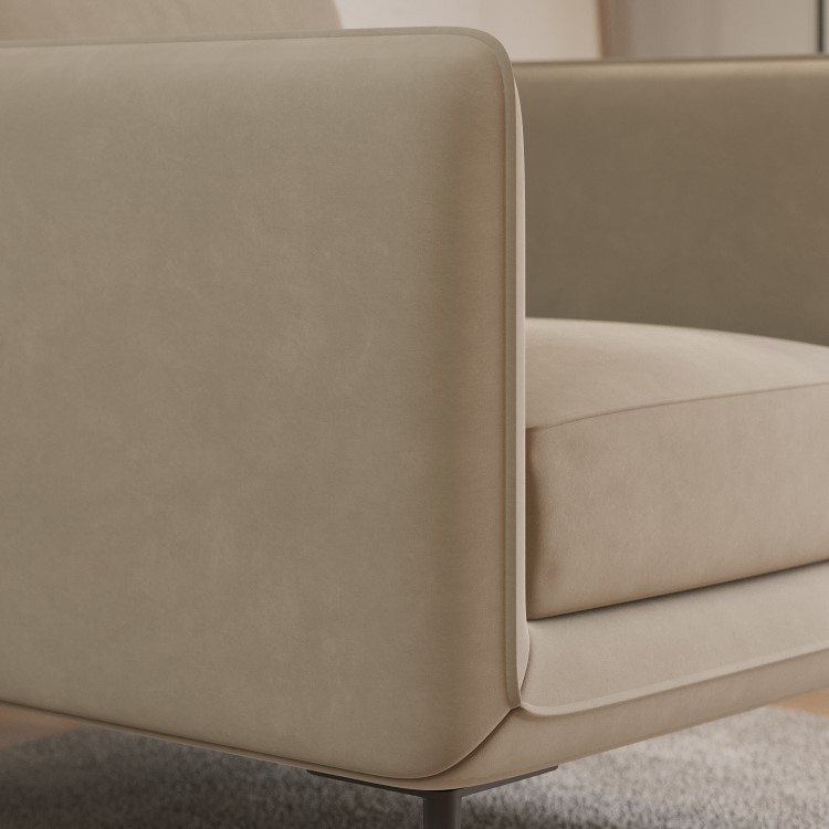 Beige Velvet Armchair - Lenny