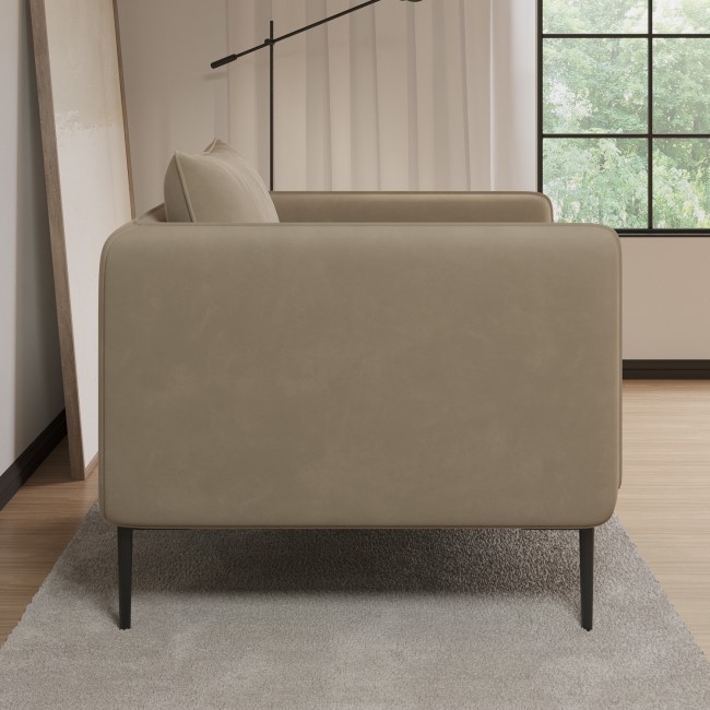 Beige Velvet Armchair - Lenny