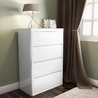 GRADE A1 - Lexi White High Gloss 4 Drawer Chest