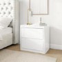 GRADE A1 - Lexi White High Gloss 2 Drawer Bedside Table