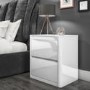 GRADE A2 - Lexi White High Gloss 2 Drawer Bedside Table