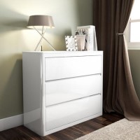 GRADE A1 - Lexi White High Gloss 3 Chest of Drawers