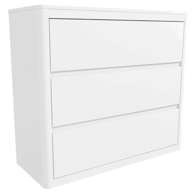 White High Gloss Chest of 3 Drawers with Curved Edges - Lexi