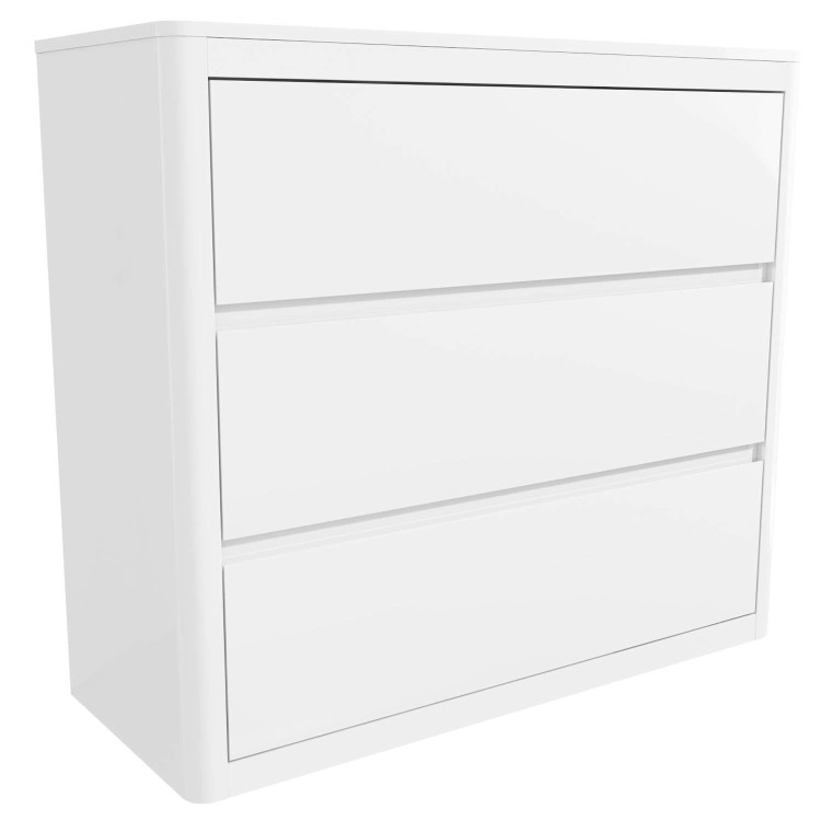 White High Gloss Chest of 3 Drawers with Curved Edges - Lexi