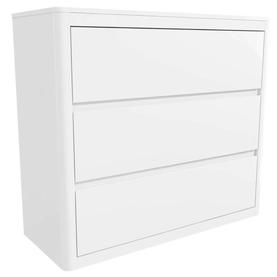 White High Gloss Chest of 3 Drawers with Curved Edges - Lexi