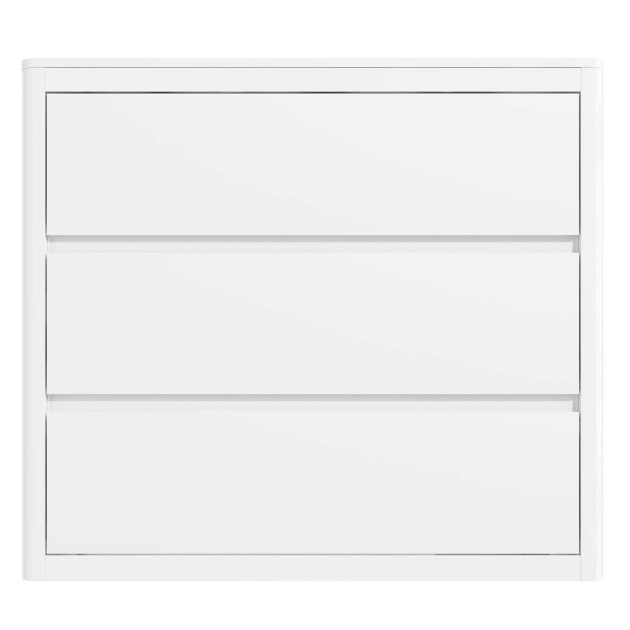White High Gloss Chest of 3 Drawers with Curved Edges - Lexi
