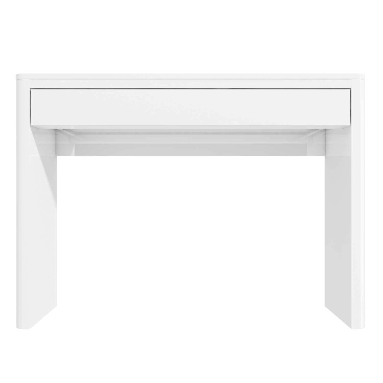 White High Gloss Dressing Table with Drawer and Curved Edges - Lexi