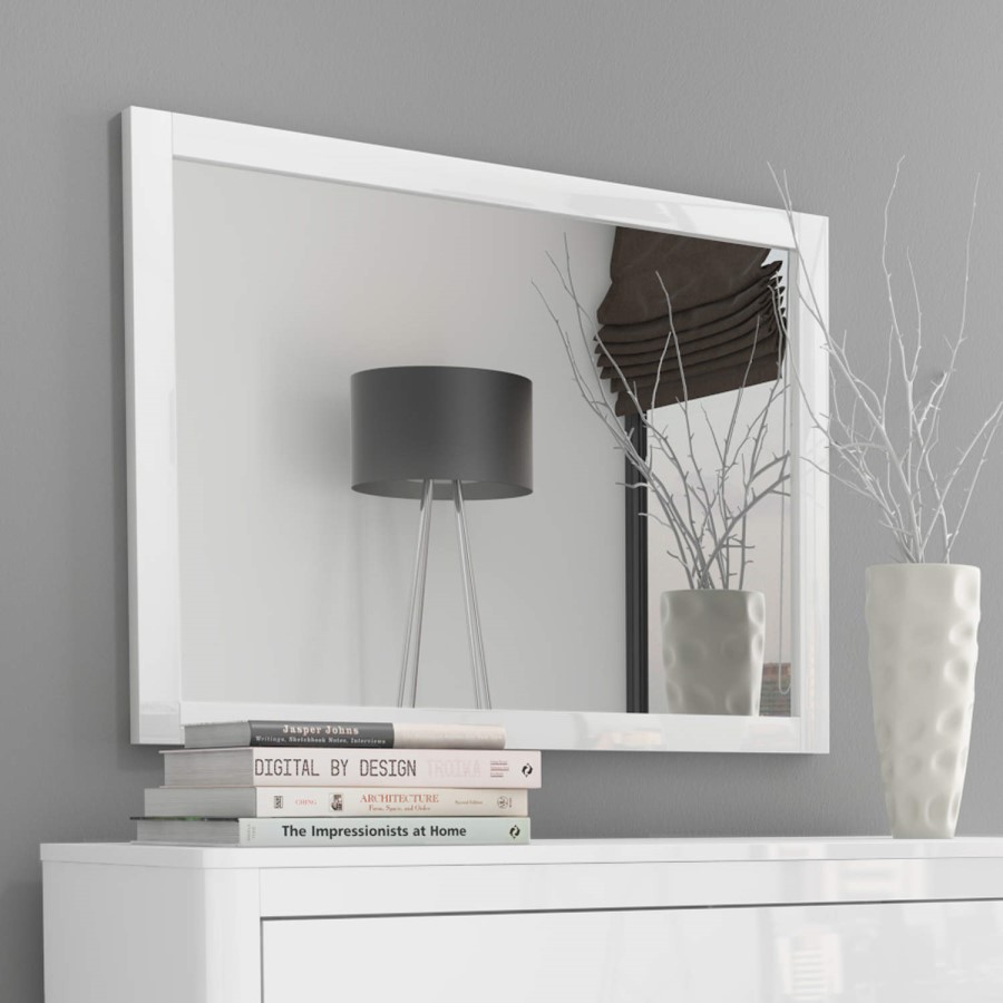 GRADE A1 - Lexi White High Gloss Wall Mirror
