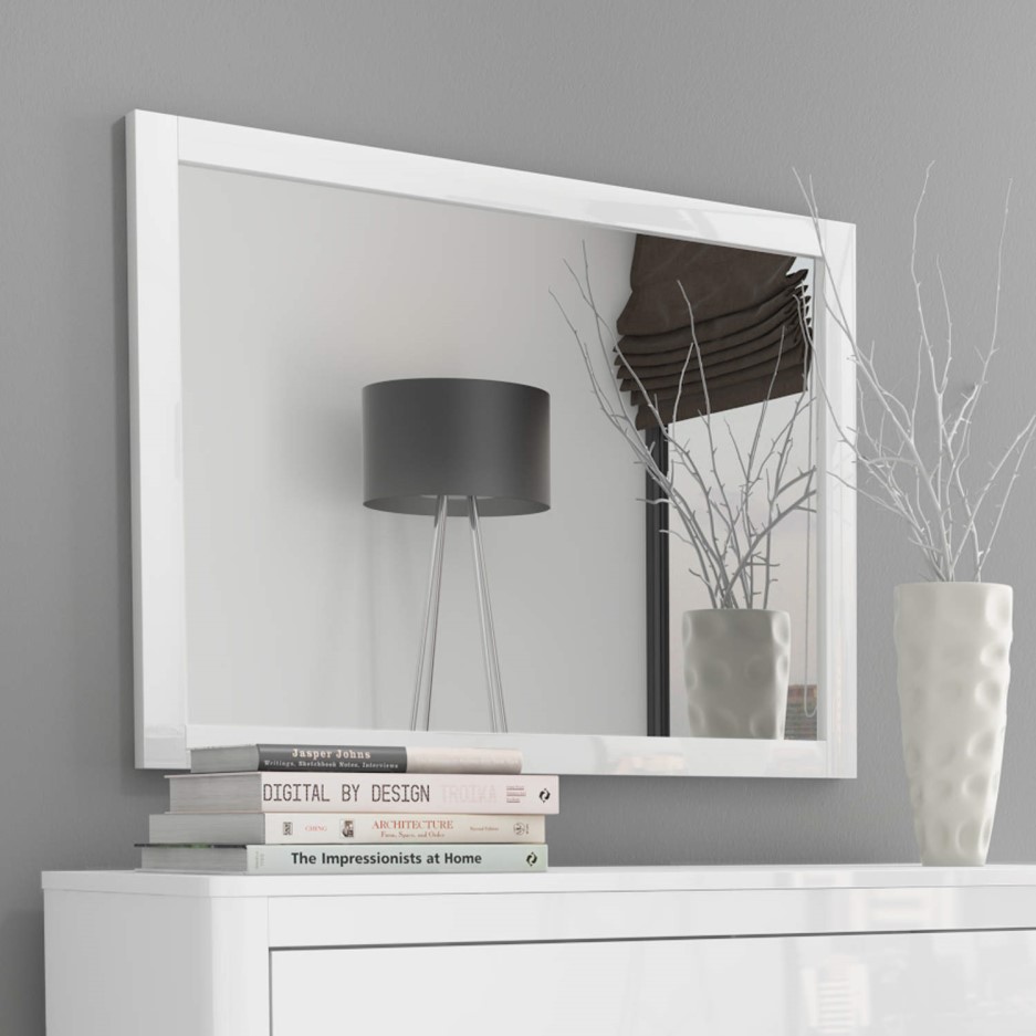 Lexi White High Gloss Wall Mirror Furniture123