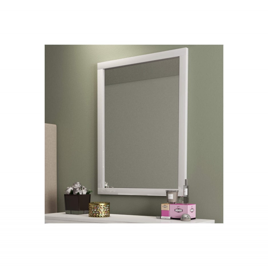 Lexi White High Gloss Wall Mirror Furniture123
