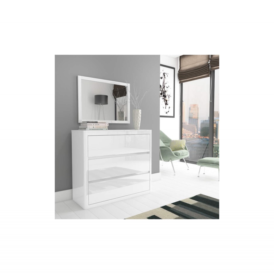 Lexi White High Gloss Wall Mirror Furniture123