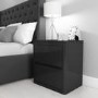 GRADE A1 - Lexi High Gloss Anthracite Grey 2 Drawer Bedside Table