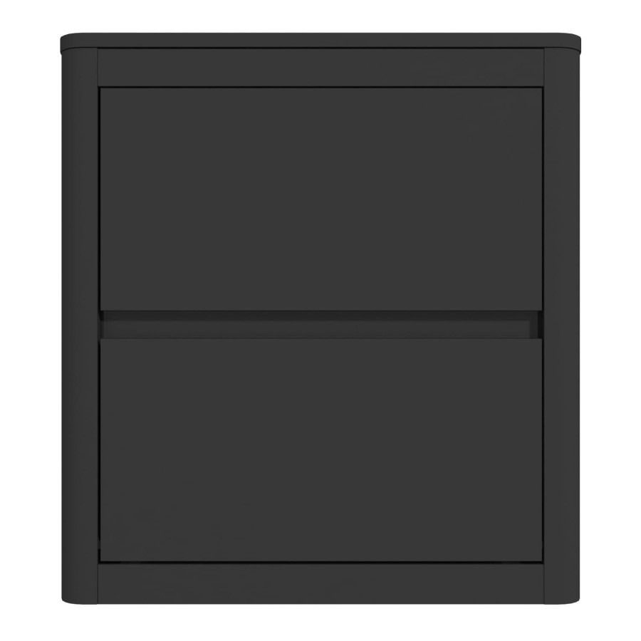 Grey High Gloss Curved 2 Drawer Bedside Table - Lexi