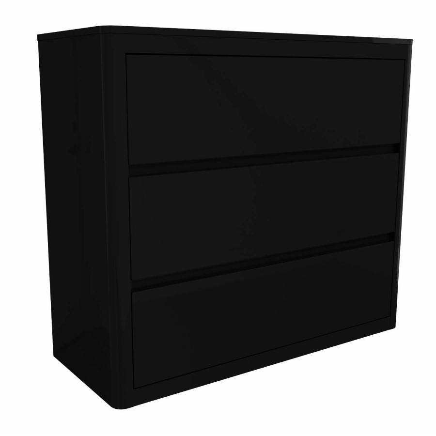 GRADE A1 - Lexi Black High Gloss 3 Drawer Chest of Drawers