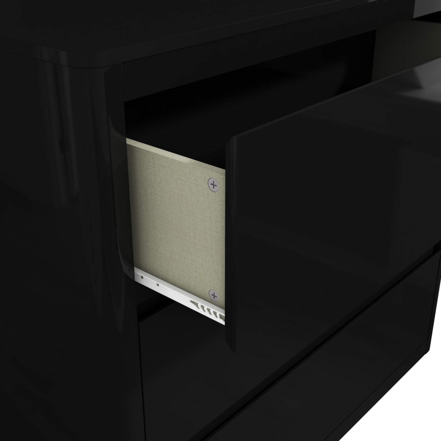 GRADE A1 - Lexi Black High Gloss 3 Drawer Chest of Drawers
