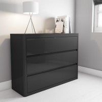 Lexi High Gloss Dark Grey Wide Chest of Drawers Lexi High Gloss Dark Grey Wide Chest of Drawers