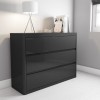 Lexi High Gloss Dark Grey Wide Chest of Drawers
