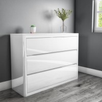 Lexi White High Gloss Wide 3 Chest of Drawers