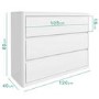 Lexi White High Gloss Wide 3 Chest of Drawers