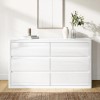 Modern White High Gloss Wide Chest of 6 Drawers with Curved Edges ...