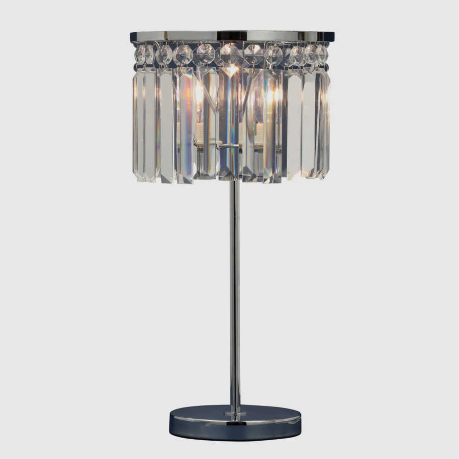 Silver Table Lamp with Crystal Shade - Orthello