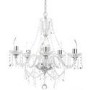GRADE A1 - Bryony 5 Light Silver Crystal Chandelier Light with Candle Style Features & Glass Droplets