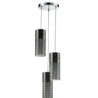 3 Light Pendant with Silver Crystals - Cascade
