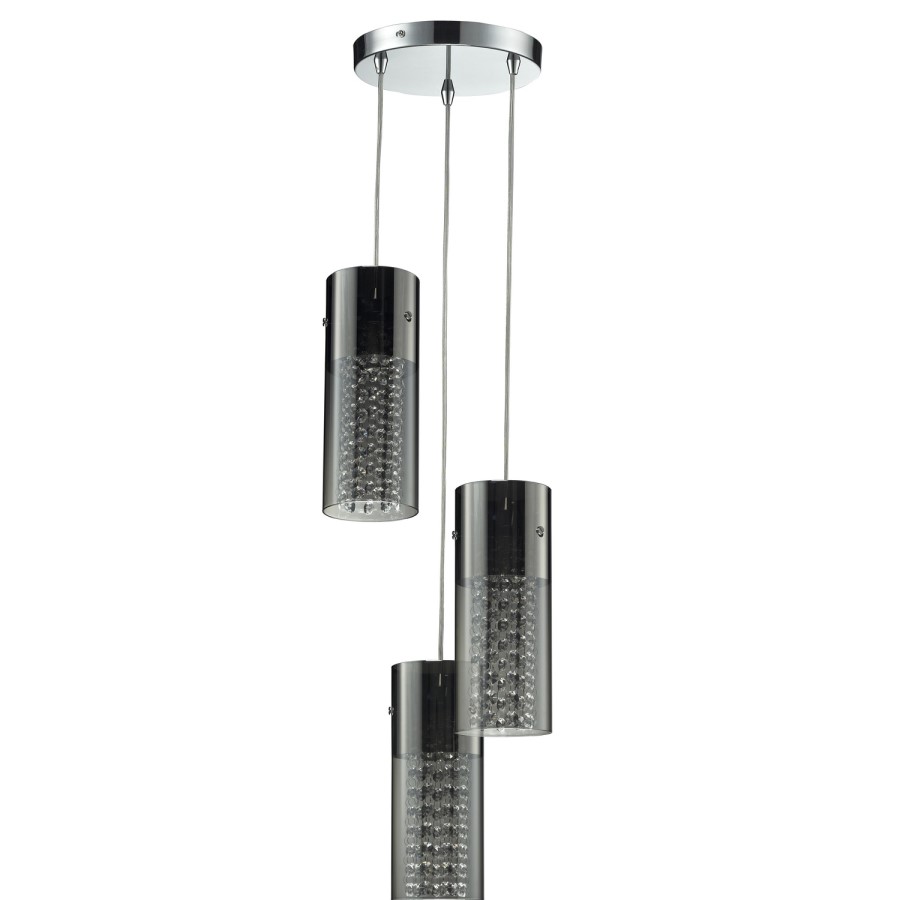 3 Light Pendant with Silver Crystals - Cascade