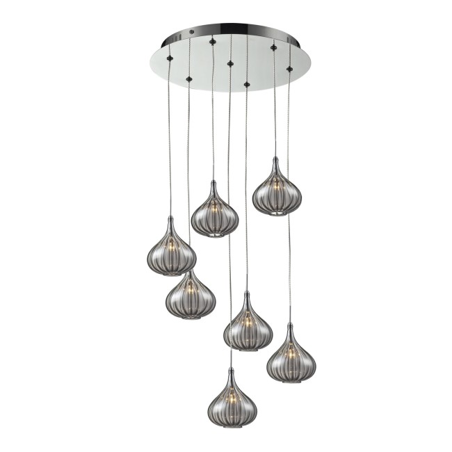7 Pendant Lights in Silver & Glass - Cascade