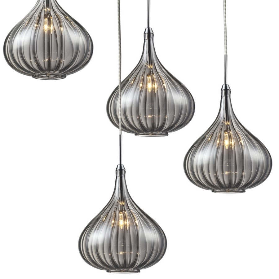 7 Pendant Lights in Silver & Glass - Cascade