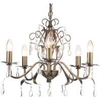 Chandelier with 5 Lights in Antique Brass - Cascade